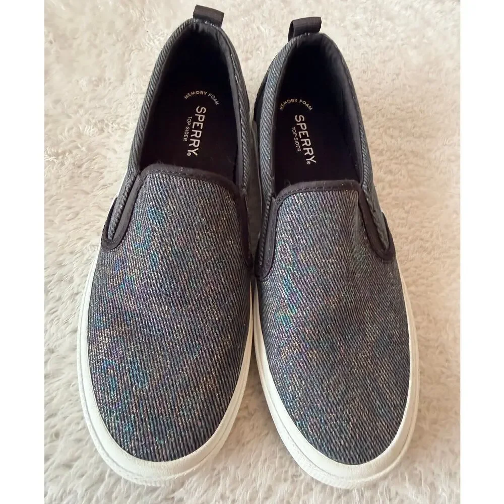 Sperry Pier Wave Iridescent Sparkle Slip-On Sneakers Women’s 9 NWOT